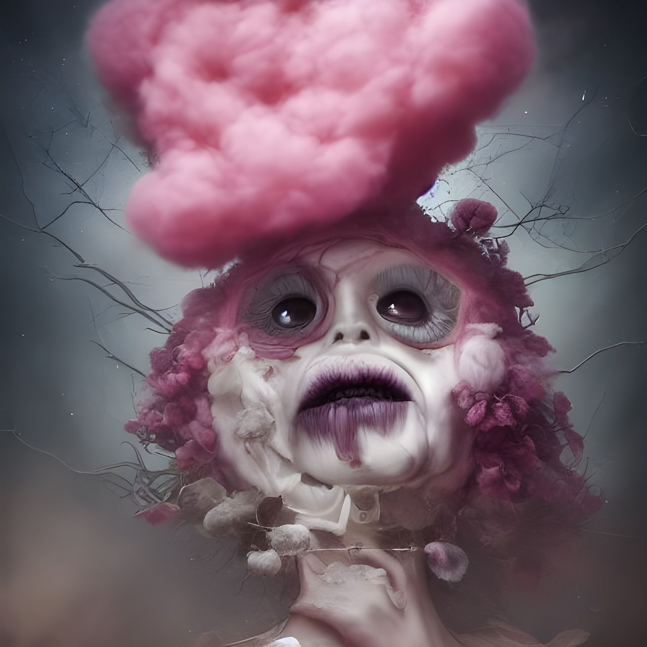 Creepy Cotton Candy Face: A Surreal Portrait