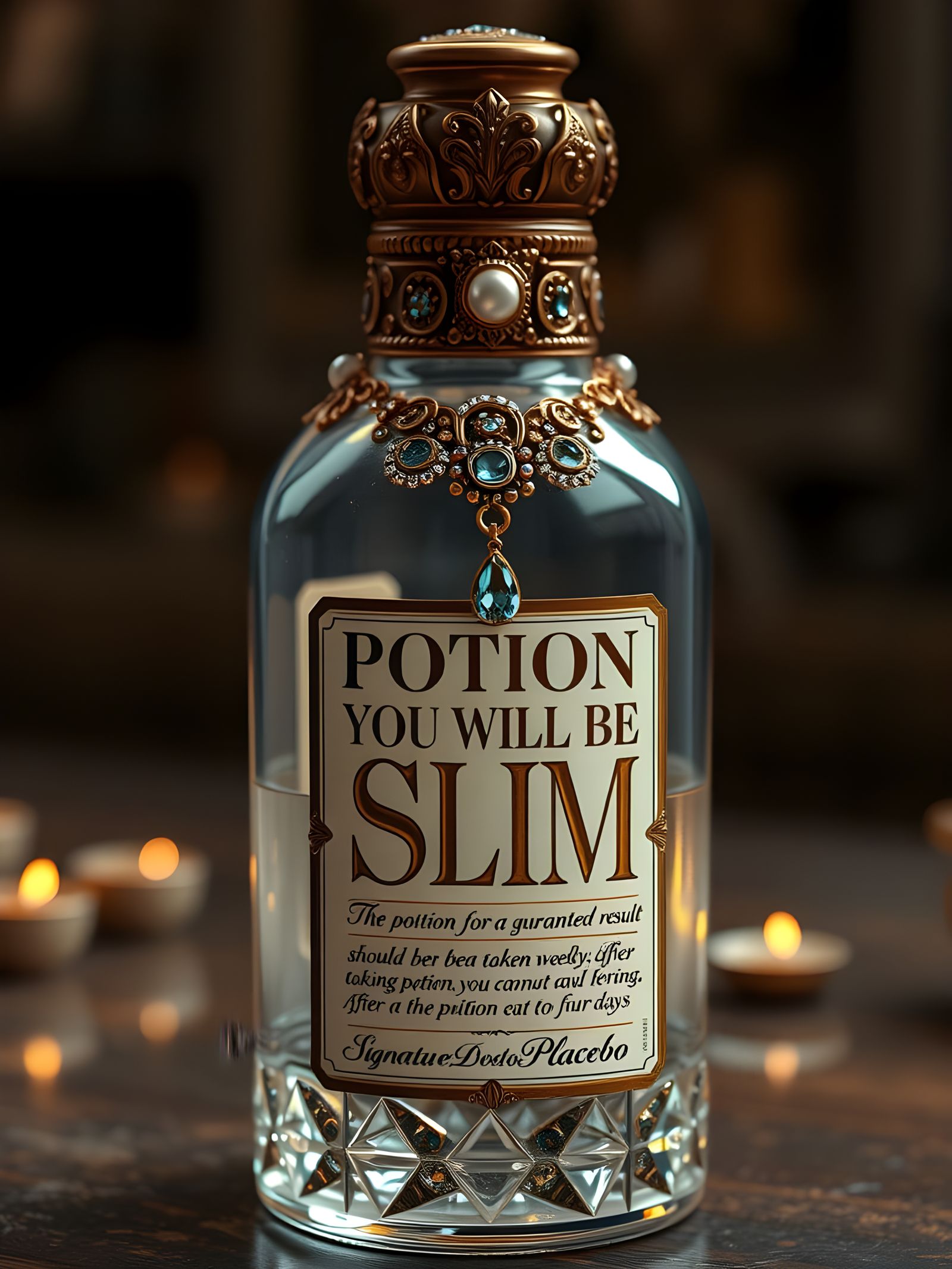 Ancient Magic Potion Bottle in Jewelry Art