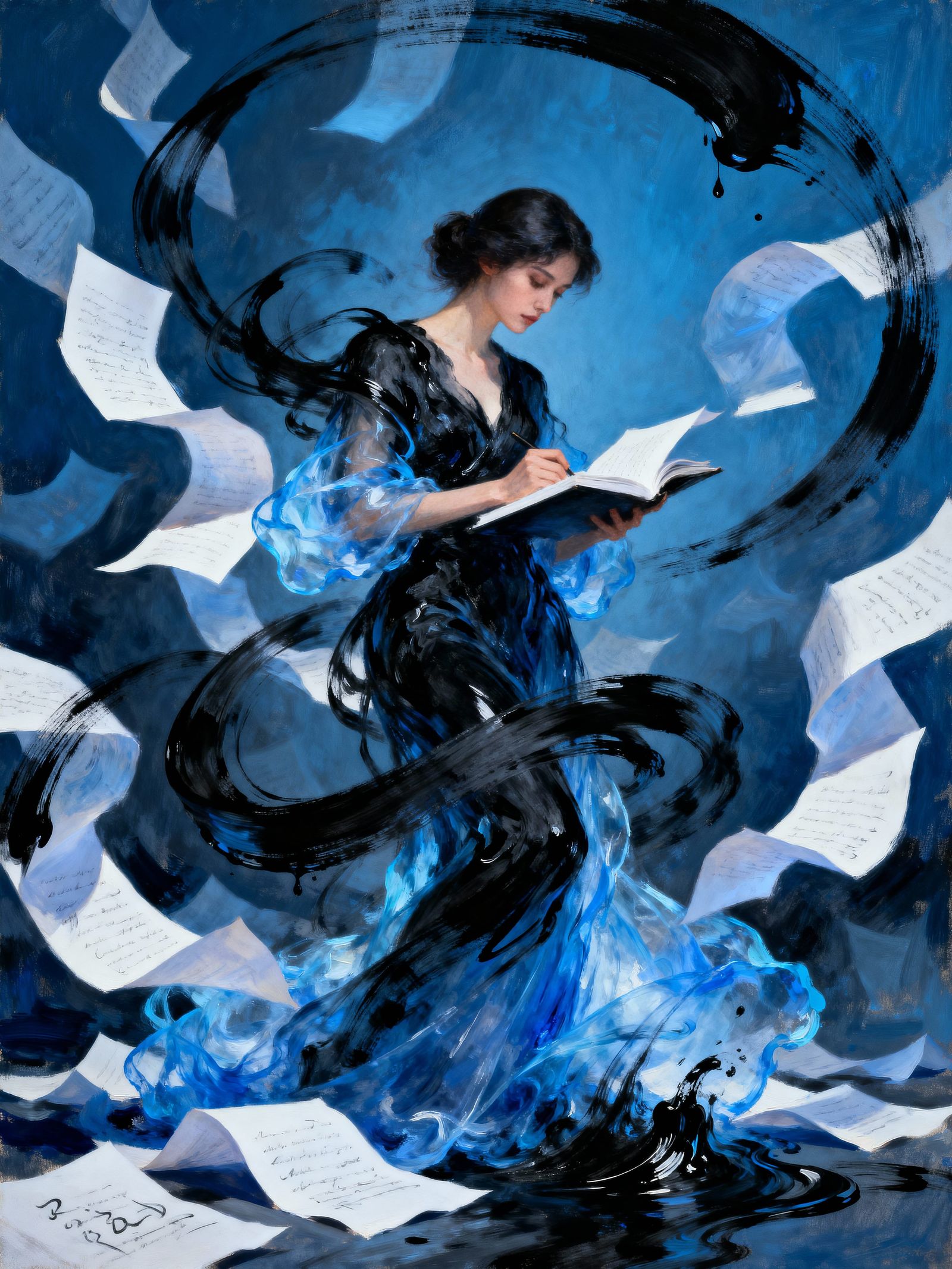 Ink and Paper Writer Unleashing Creative Force