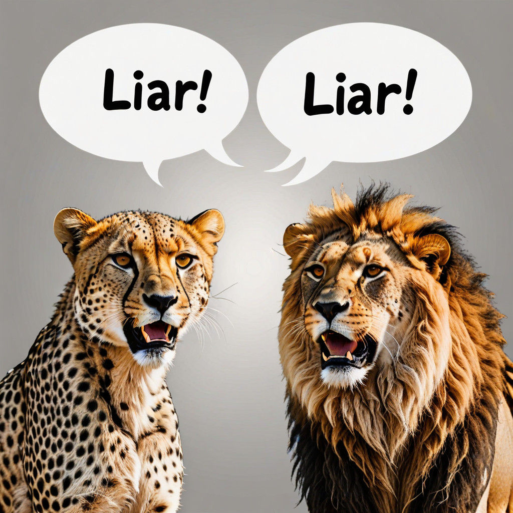 Cheetah and Lion Confrontation in a Sarcastic Mood