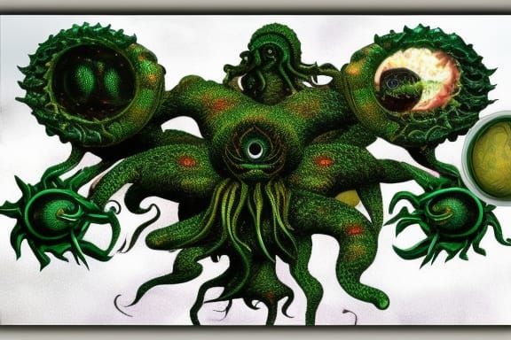 Hyperrealistic Family Photo of Lovecraftian Deities