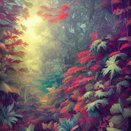 Gnomes in Fractal Garden as Vector Art