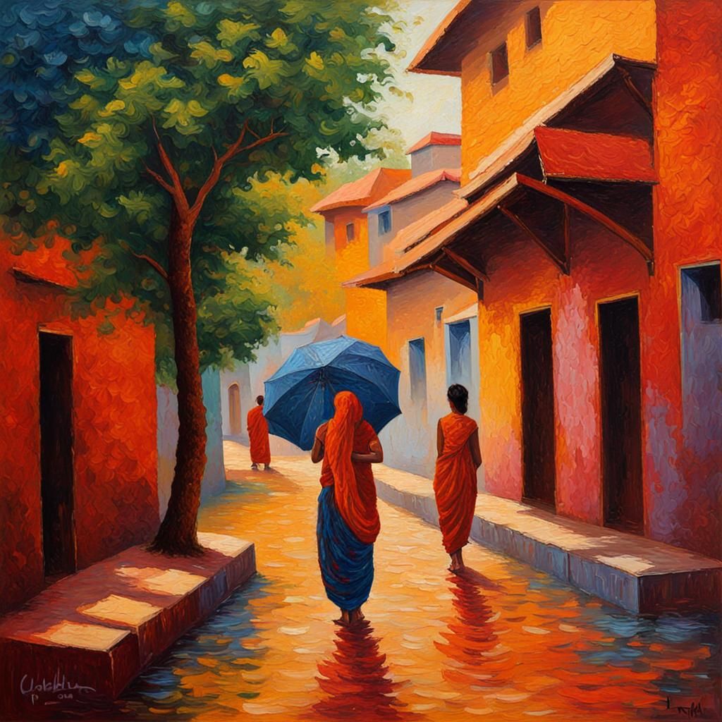 India in Neo-Impressionist Expressionist Style
