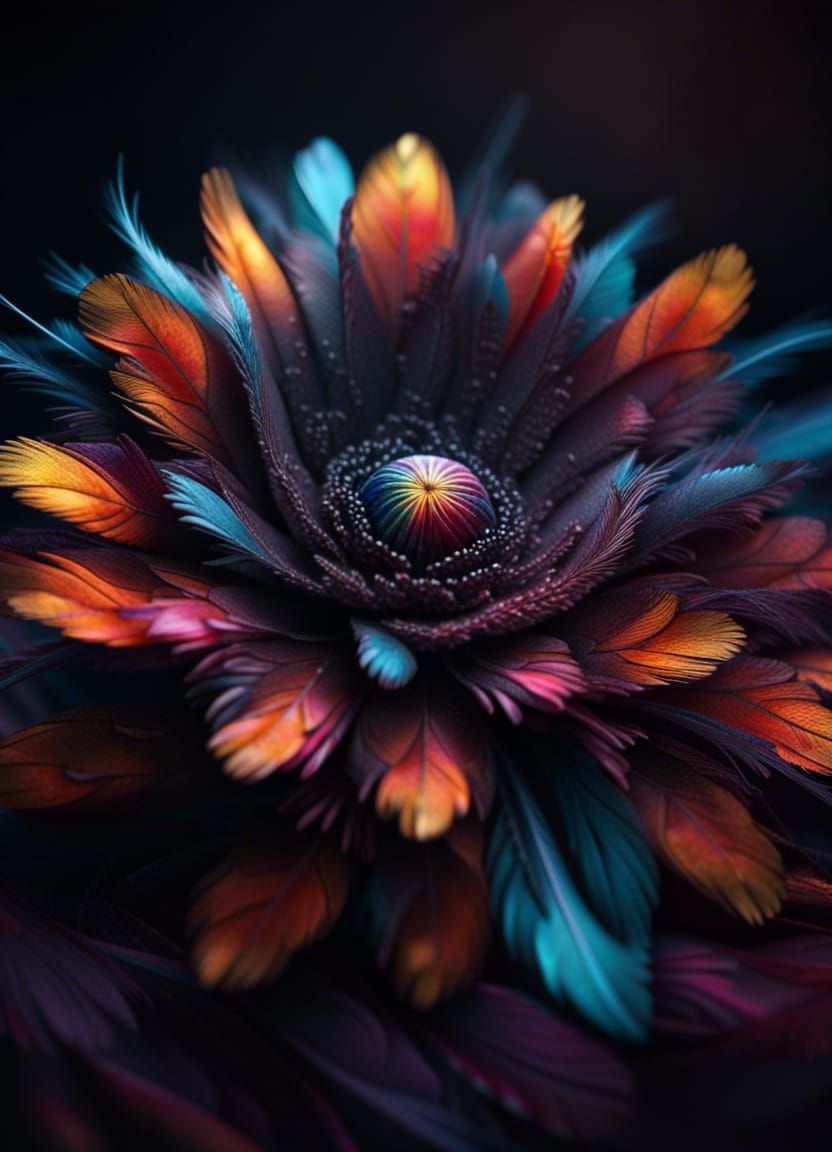 Cosmic Feather Flower: Photorealistic 8K Resolution