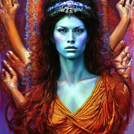 Ethereal Goddess Emerges: An Oil Painting