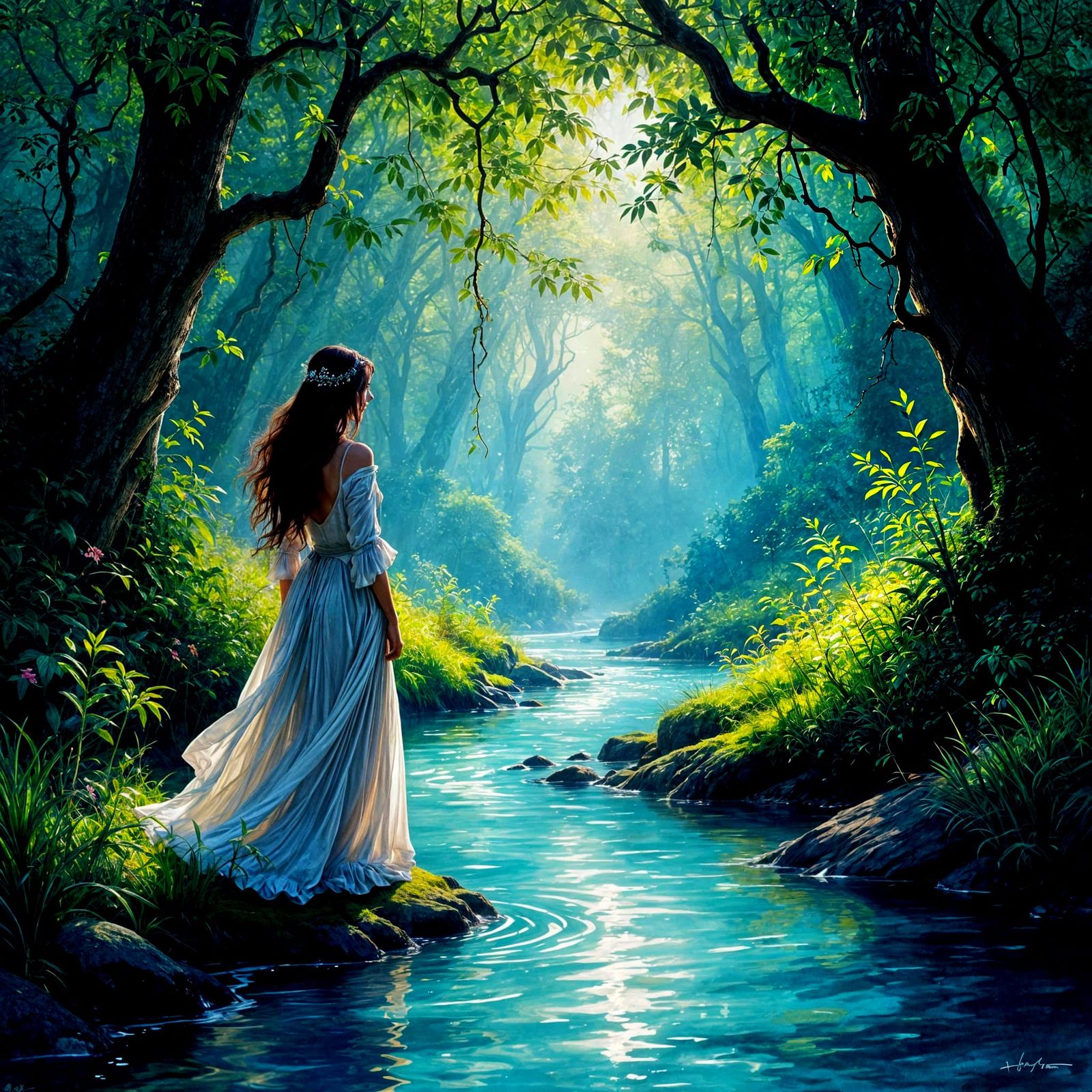 The Lady Gwynevere pauses in the sunlight to test the waters.