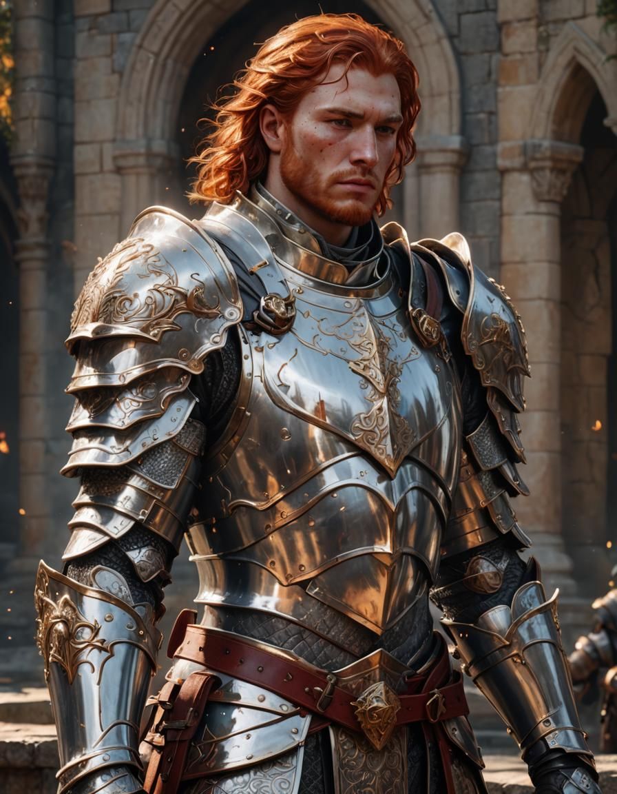 Young Paladin in White Armor Concept Art