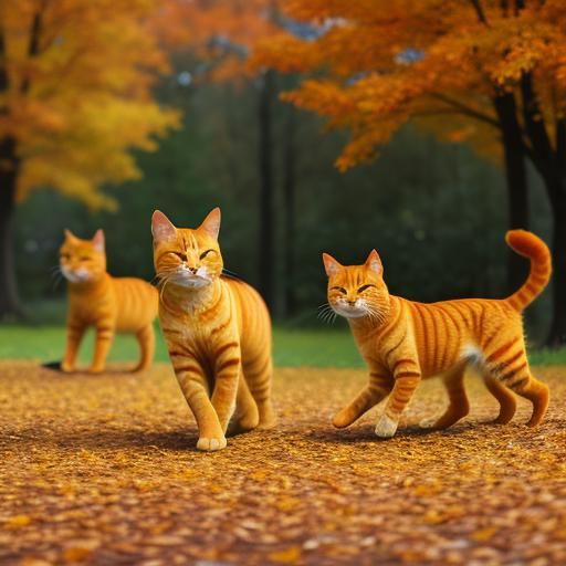 Hyperrealistic Orange Tabby Cat in Autumn