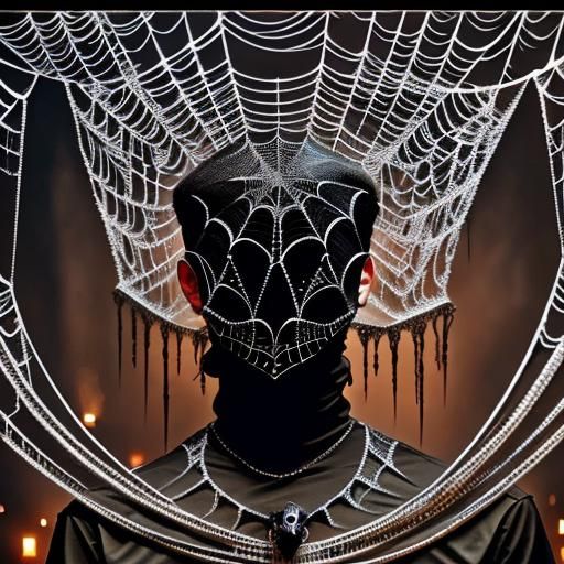 Gothic Queen Amidst a Majestic Spider Web Elegance