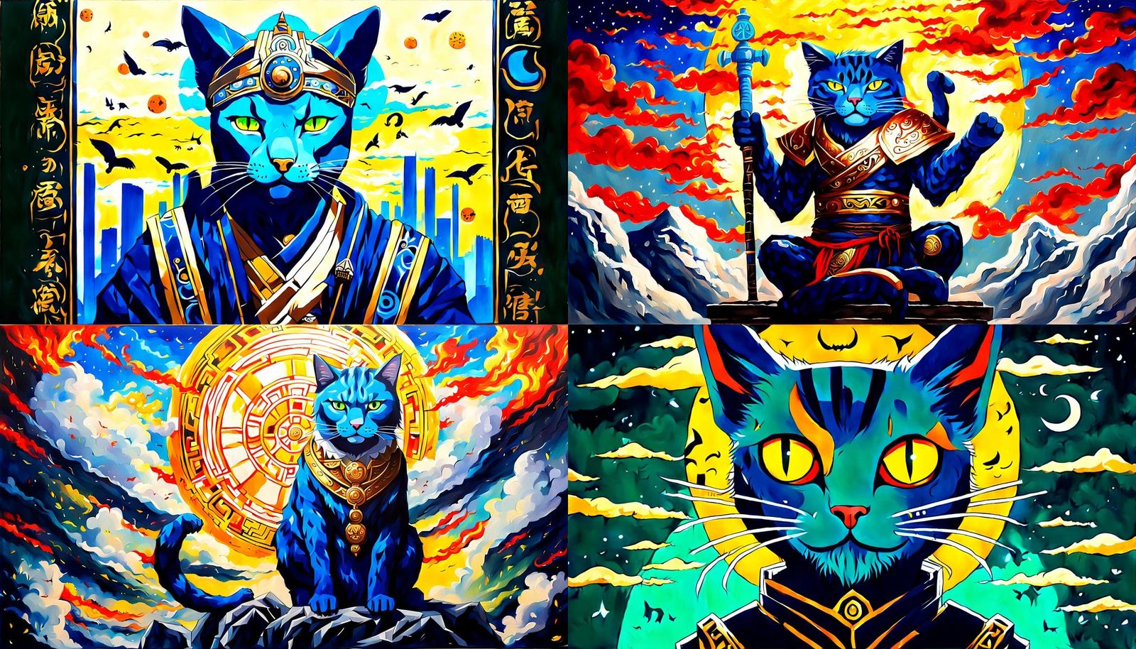 Anime God of Cats in Acrylic Style