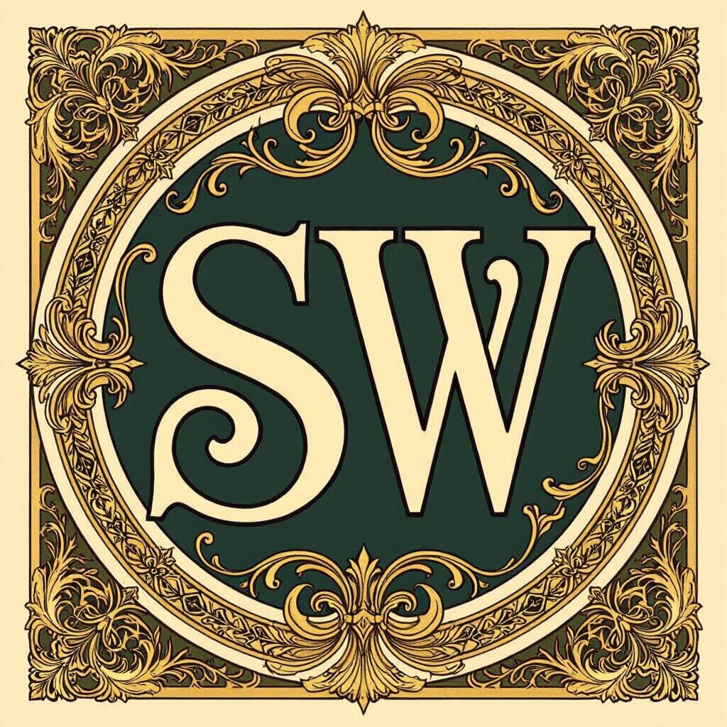 Ornate Council Emblem in Art Nouveau Style