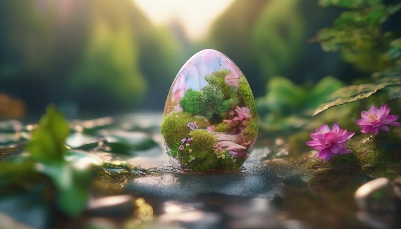 Miniature World Inside Cracked Egg Shell