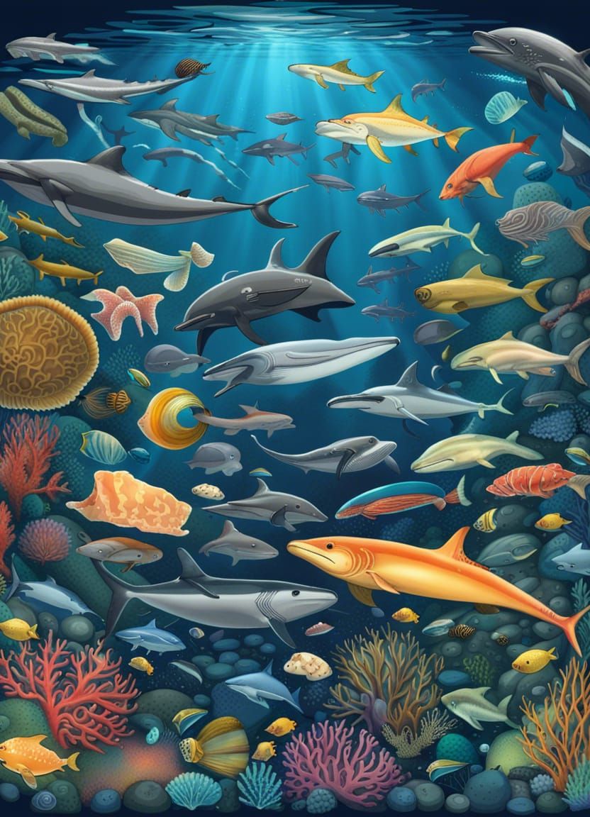 Vibrant Underwater Ecosystem with Marine Wildlife