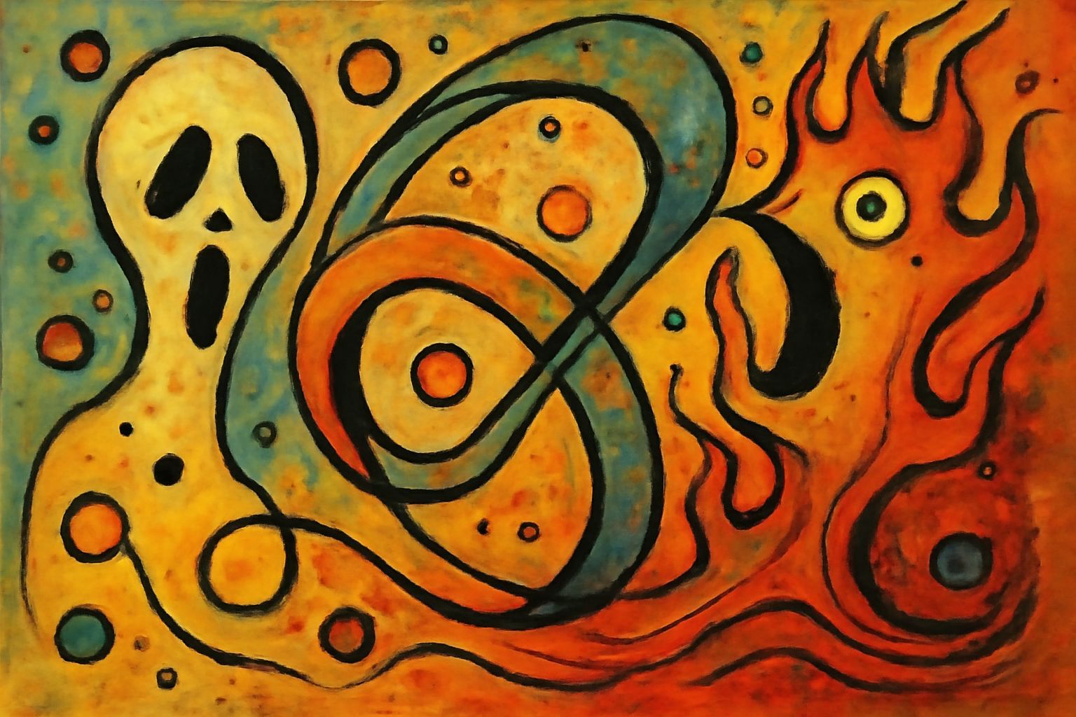 Ghost Face Möbius Loop in Surrealist Style