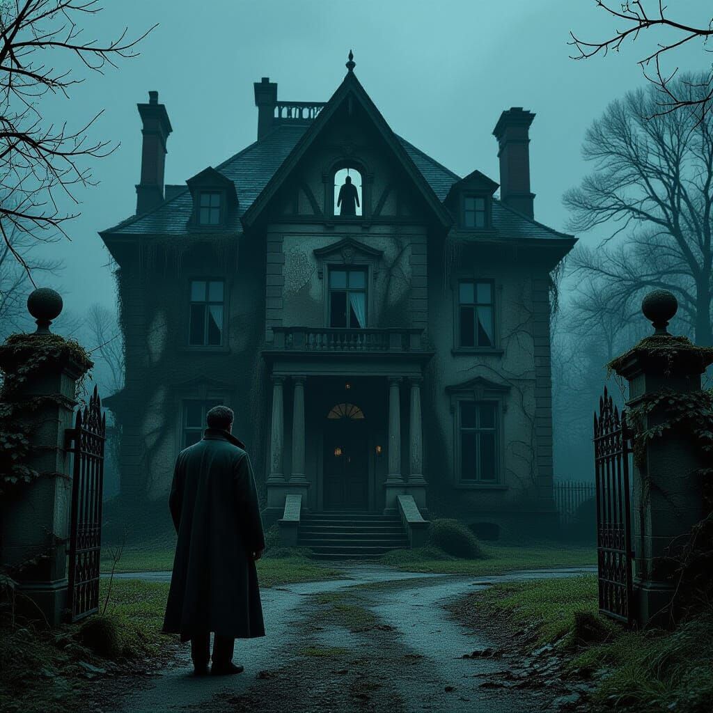 Creepy Abandoned Manor House in Dark Atmospheric Style