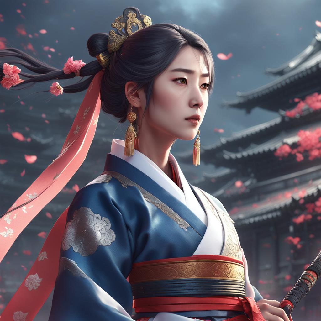 Sci-Fi Korean Warrior Princess in Anime Style