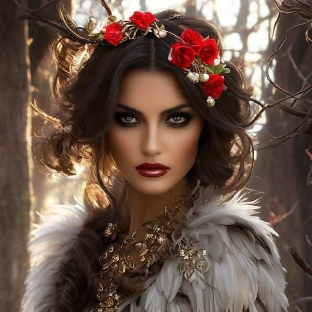 Elegant Portrait of a Beautiful Woman in Fantasy Style