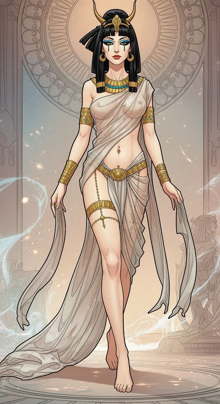 Cleopatra as Futuristic Goddess with Transparent Sari