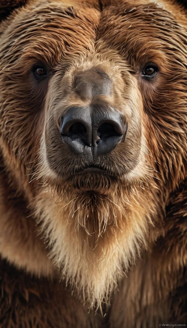 Majestic Kodiak Bear Portrait in Vintage Style