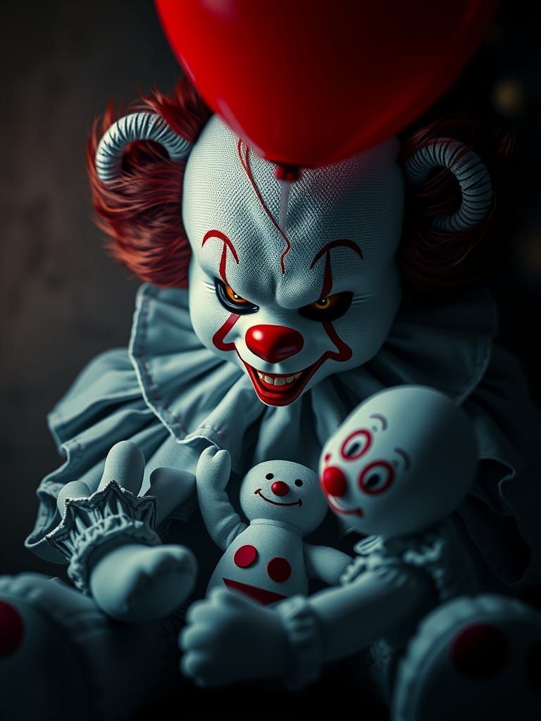 Hyperrealistic Pennywise Teddy Bear Horror Design