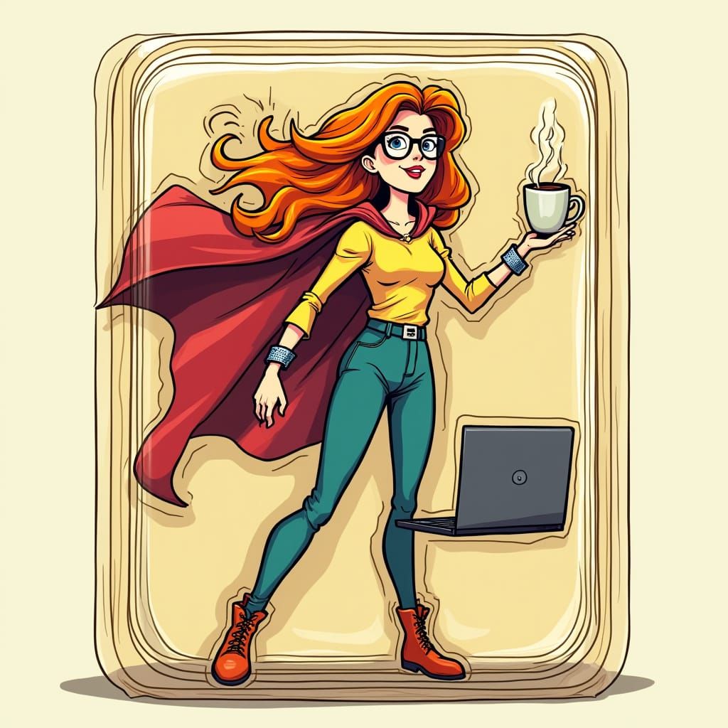 Retro Office Superheroine Unleashed in Vintage Packaging