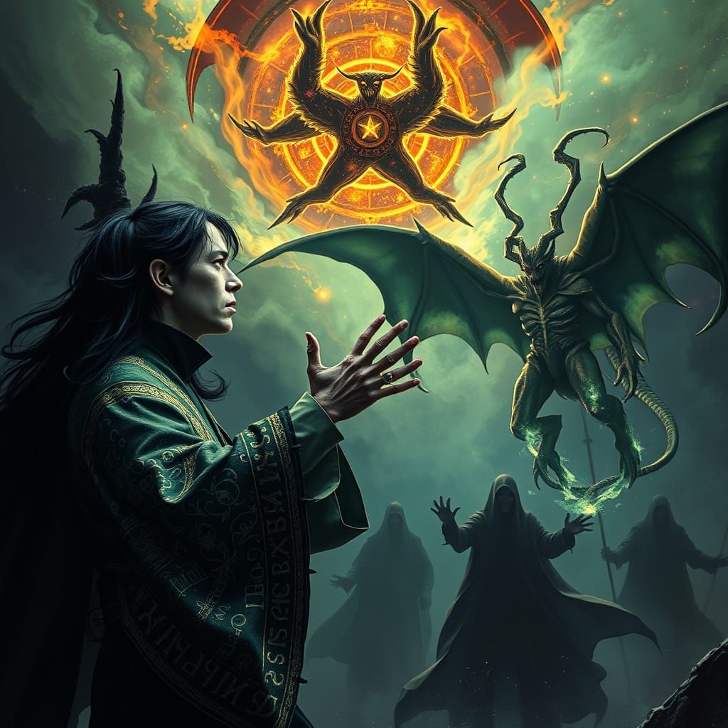 Goth Exorcist Confronts Magician in Dark Fantasy Style