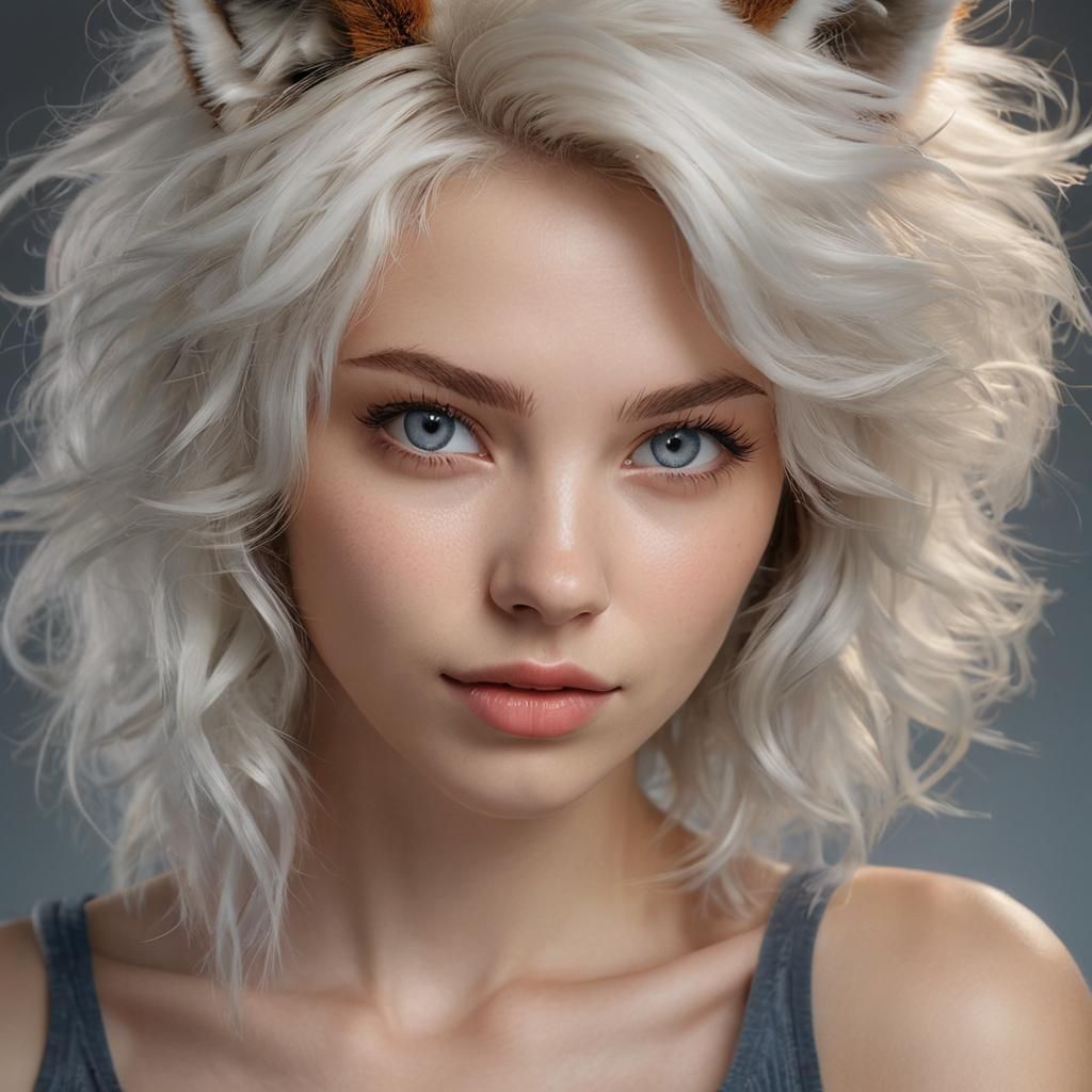 Fox Girl Portrait in Hyper-Realistic Macro Photography