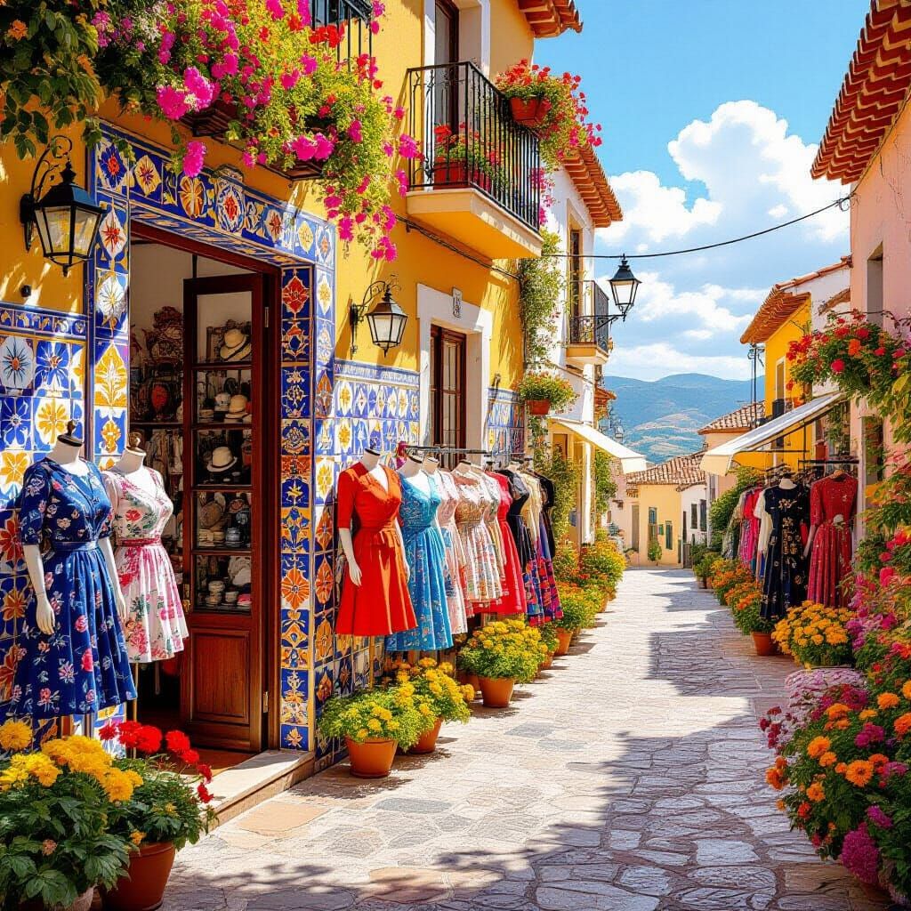 Vintage Spanish Fashion Shop in Surrealist Style