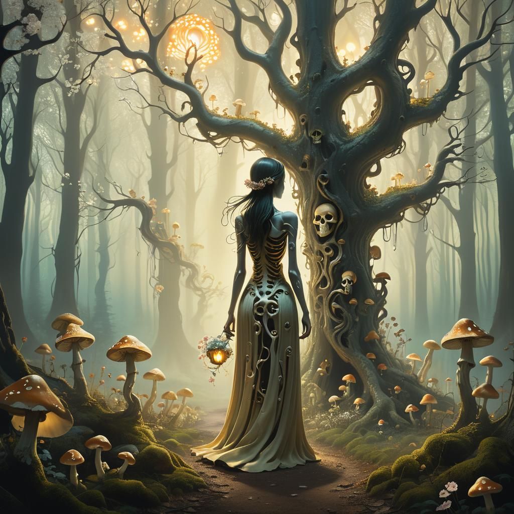 Mystical Forest Threshold in Surreal Style