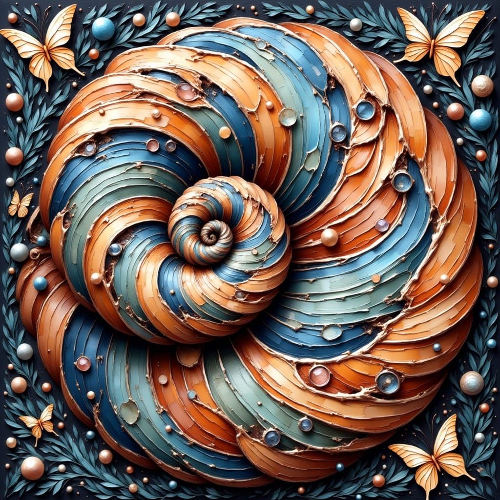 Ethereal Nautilus Shell in Whirling Patterns