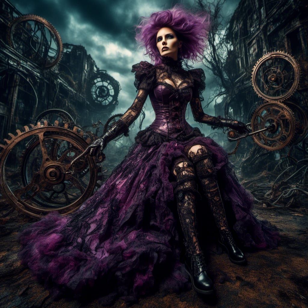 Steampunk Princess in Surrealist Vortex, Salvador Dali Style