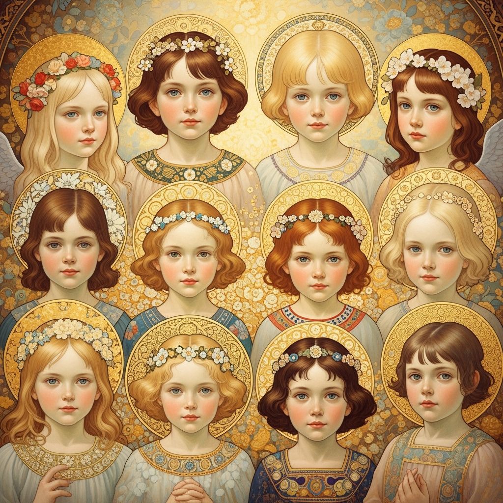 Fourteen Innocents in Luminous Light: Art Nouveau Style
