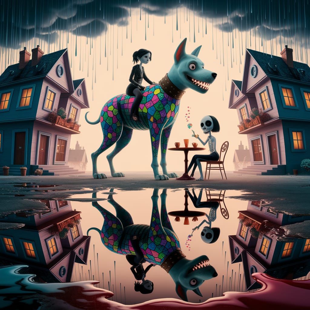 Surreal Upside-Down Cityscape in Whimsical Fantasy