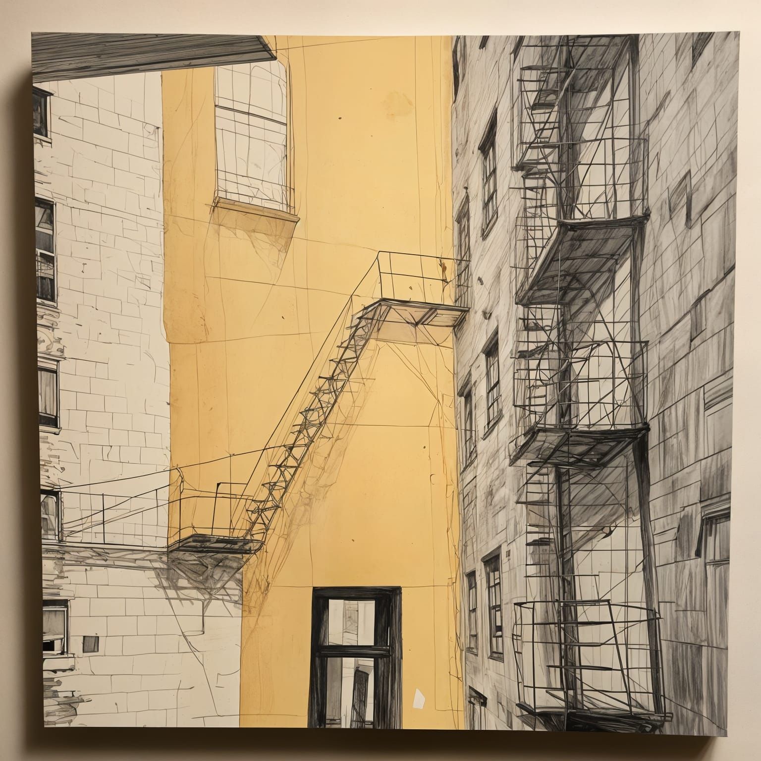 Abstract Fire Escape Drawing in Varied Styles