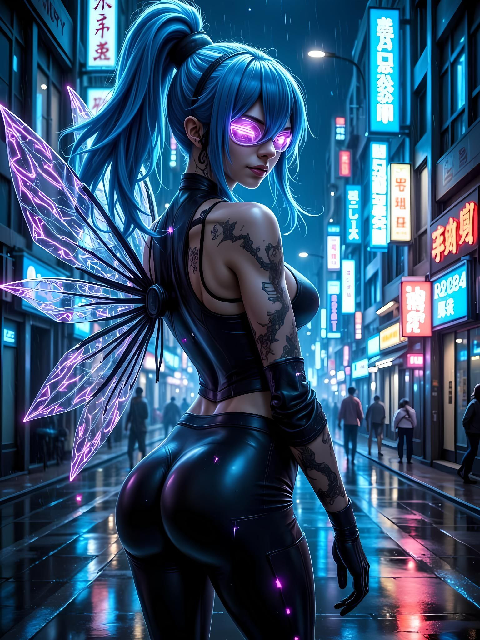 Cyberpunk Fairy Hacking Virtual Grid