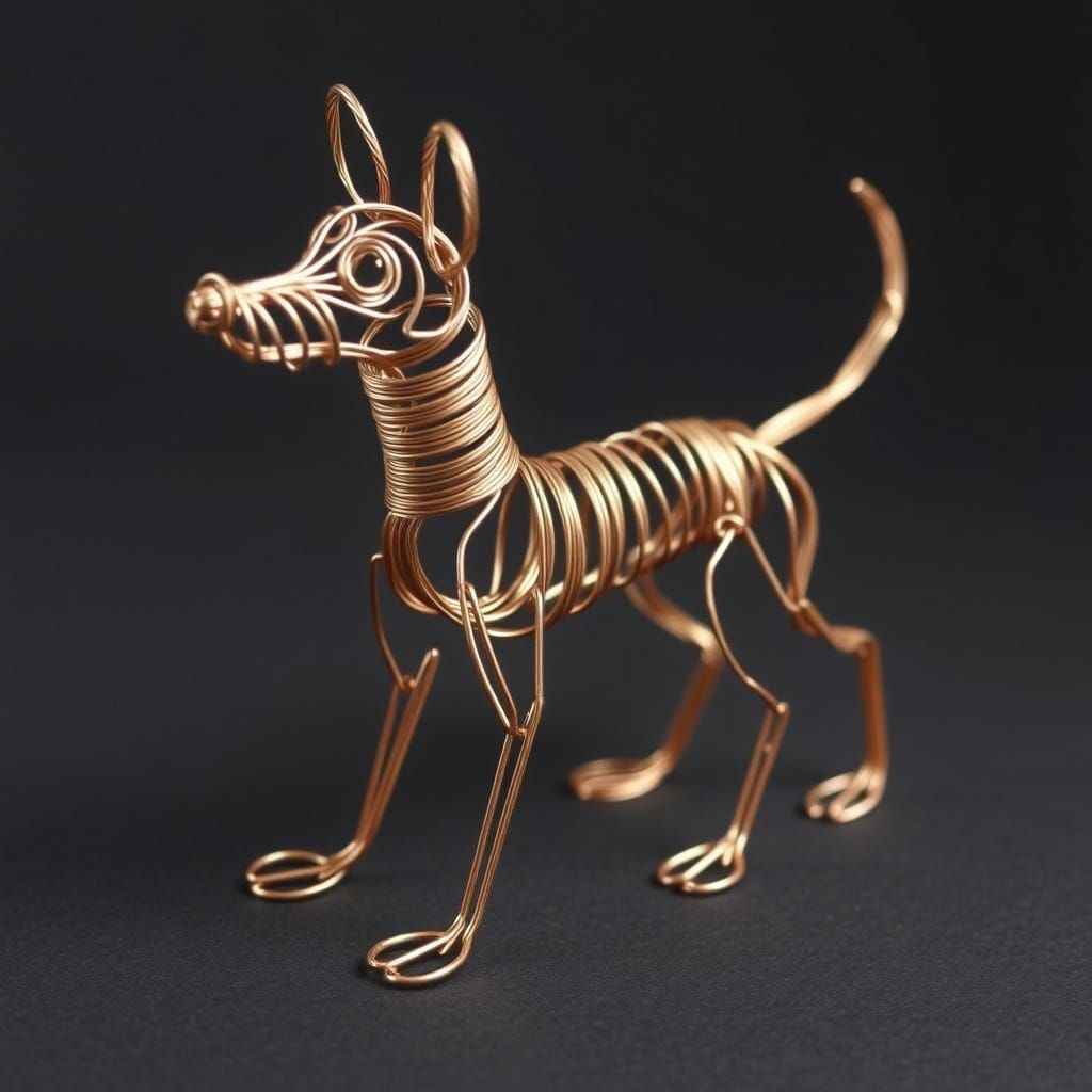 Wire Dog Sculpture Artfully Twisted and Looped