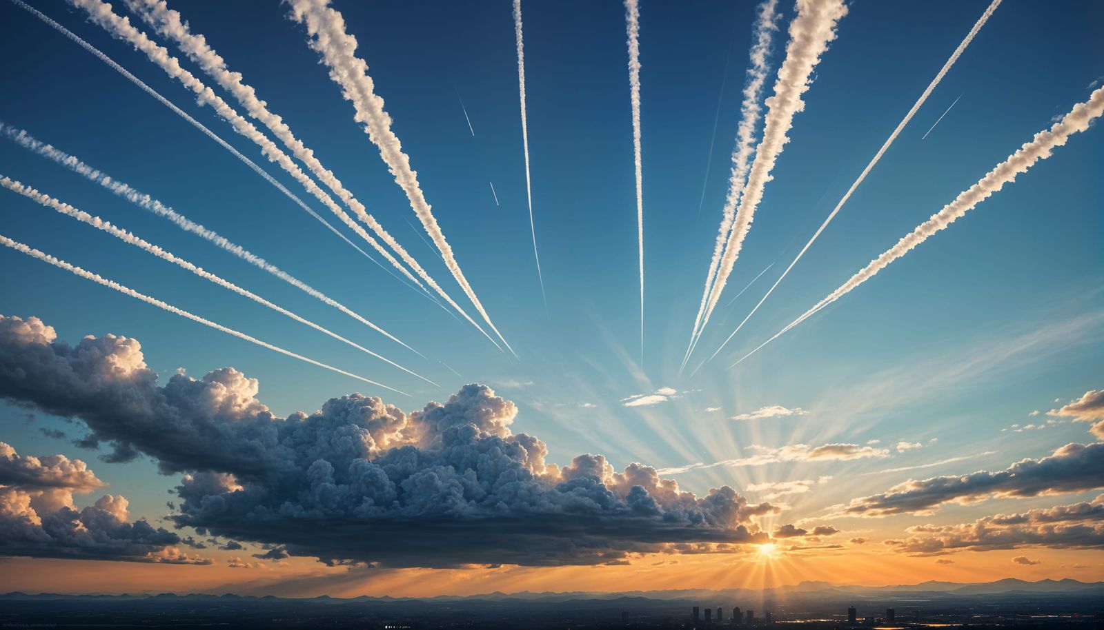 Vibrant Contrails Dance Across a Brilliant Sky