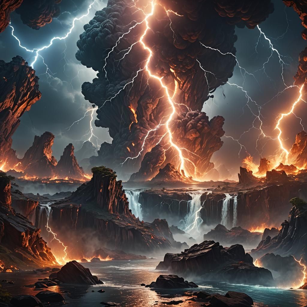 Ethereal Elements Clash on Earth: Fantasy Concept Art