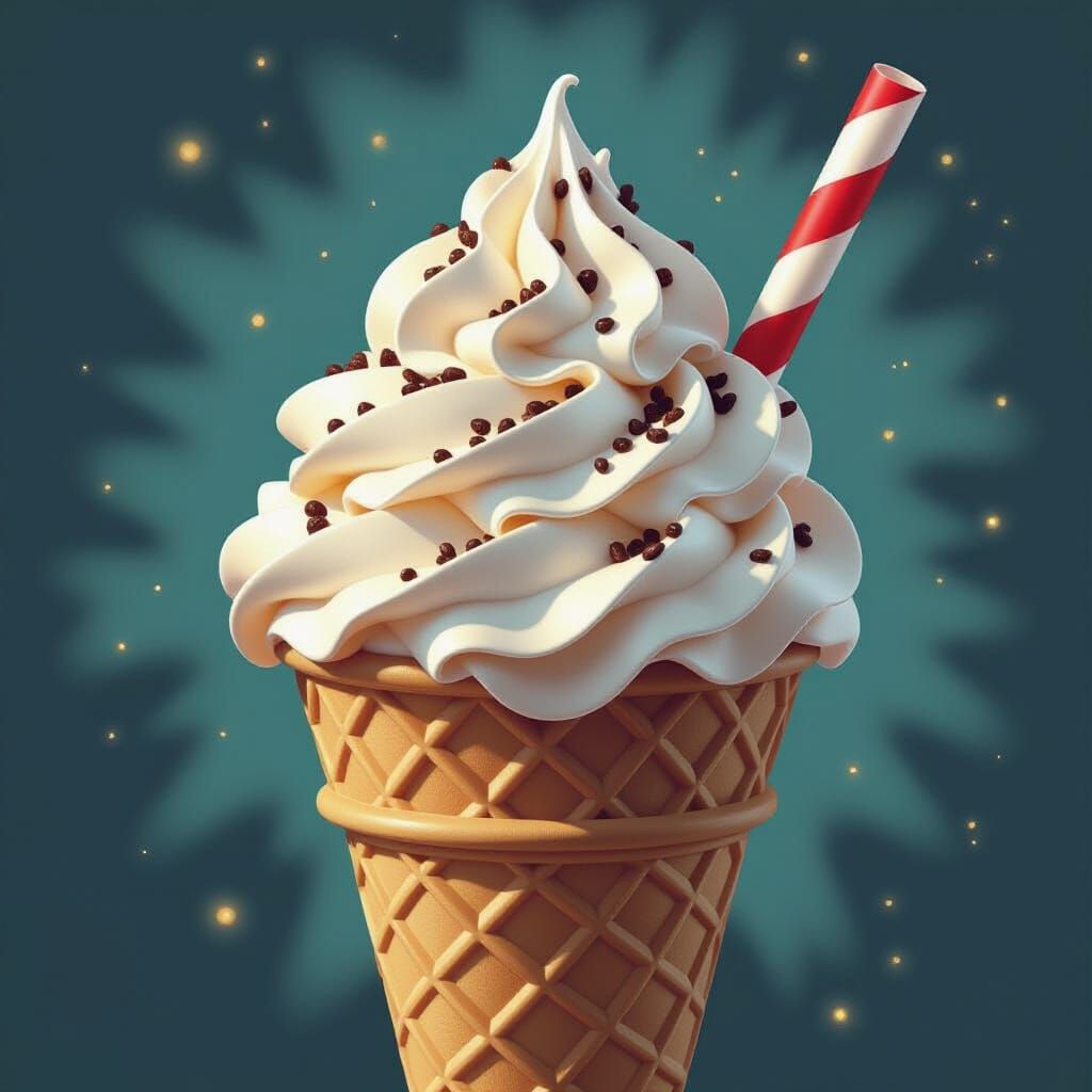 Coffee Ice Cream in Dreamy Digital Art Style