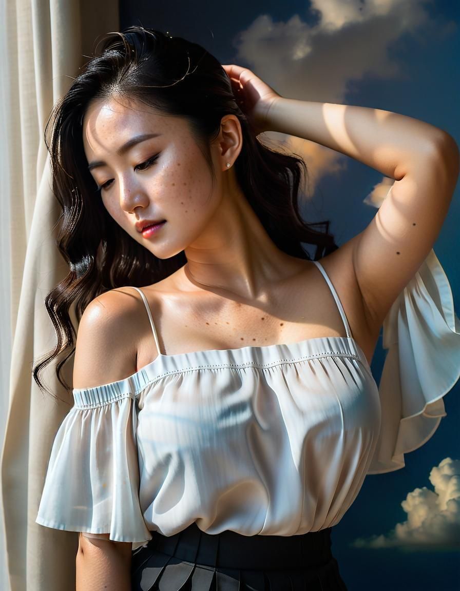 Ethereal Korean Woman in Renaissance Chiaroscuro