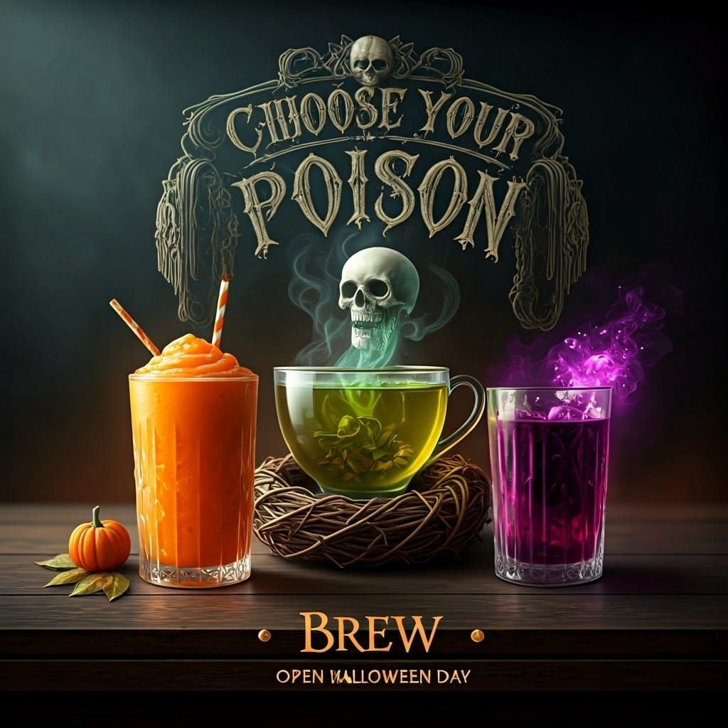 Ornate Gothic "Choose Your Poison" Drink Selection