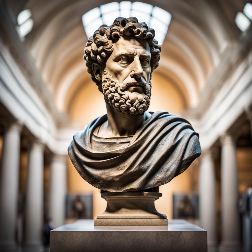 Marcus Aurelius Bust in Museum, Professional Photography