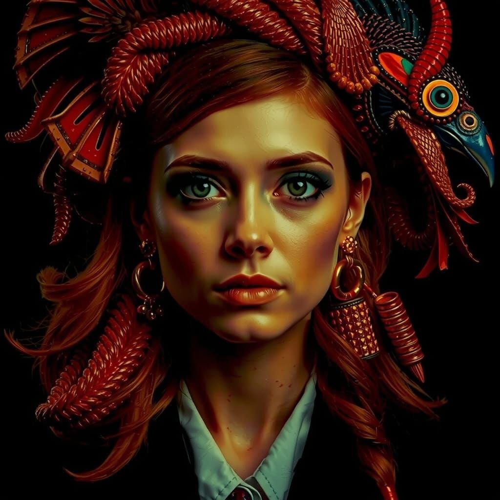 Cockatoo Woman in the Surrealist Style of Max Ernst