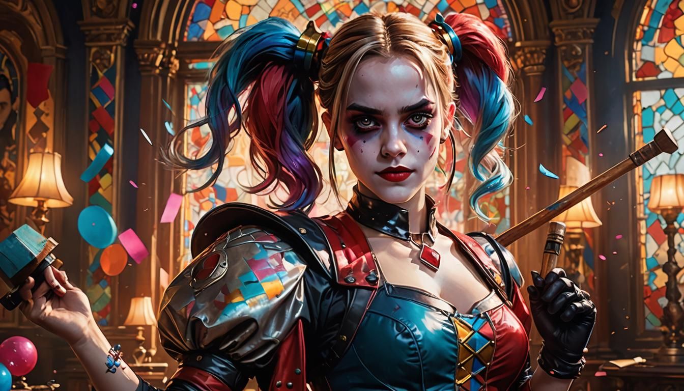 Emma Watson as Harley Quinn: Art Nouveau Portrait