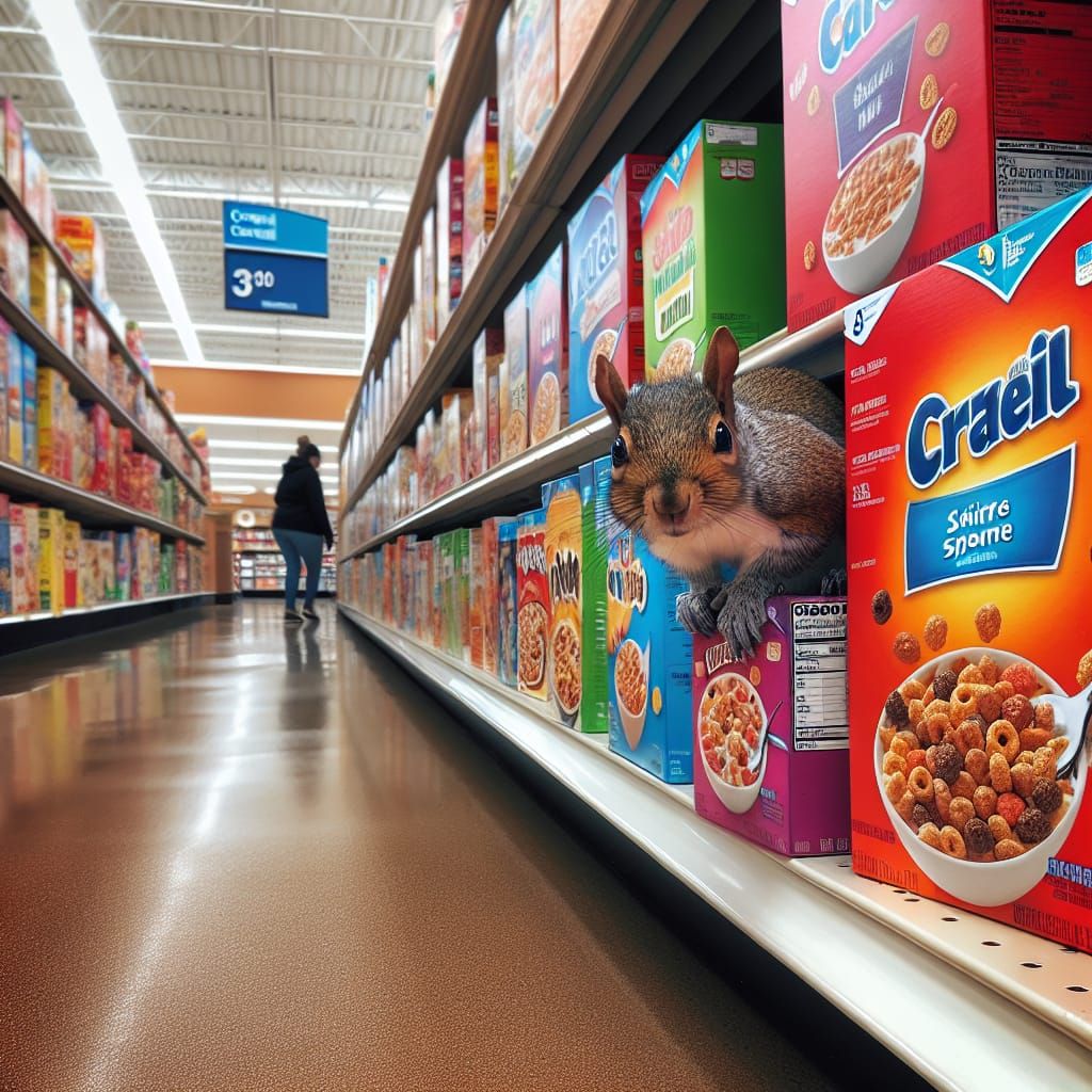 Squirrel Prank in Cereal Aisle