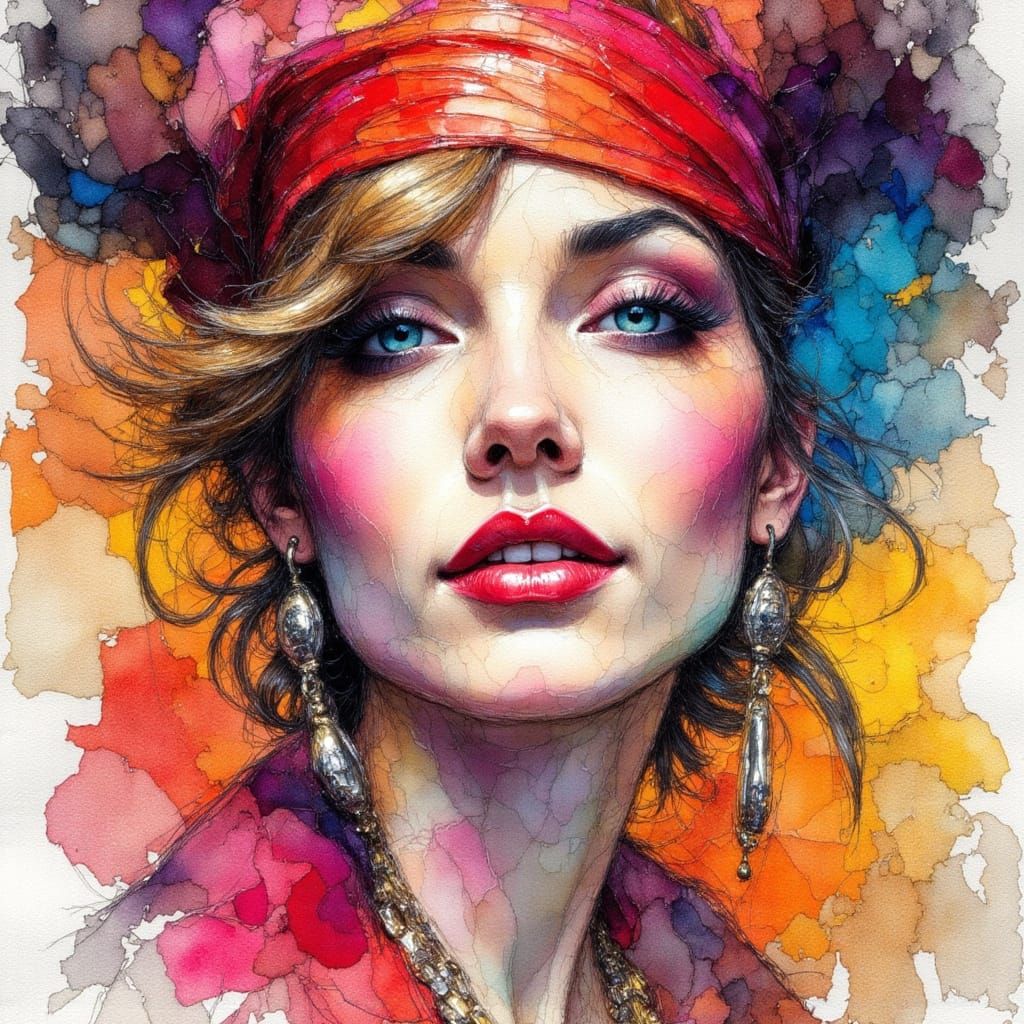 Pirate Alcohol Ink Sketch in Gothic Fantasy Style