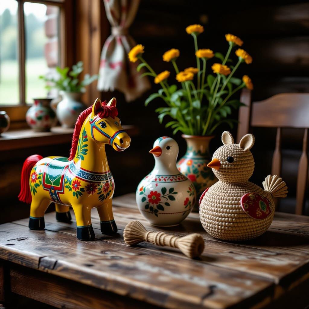 Ukrainian Toys Still Life: Detailed Realism in Cinematic Sty...