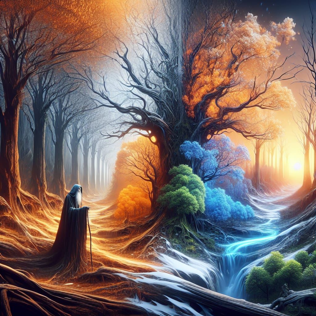 Fantasy Seasons Transition with Old Man Winter