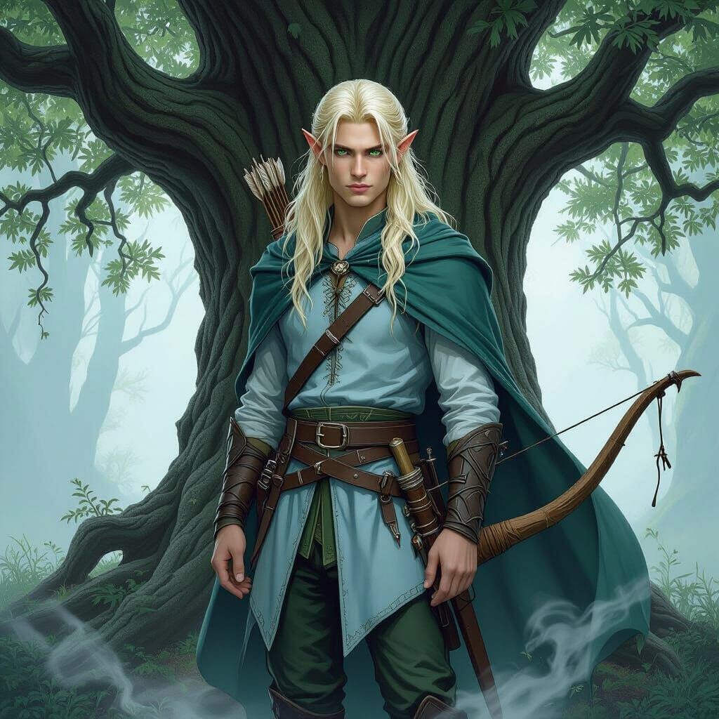 Elven Archer in Mysterious Forest Concept Art