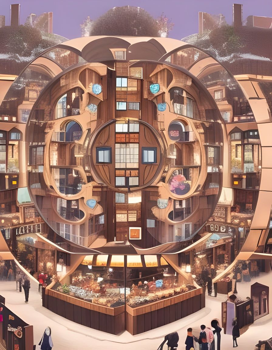 Busy Village with Symmetrical Round Shape